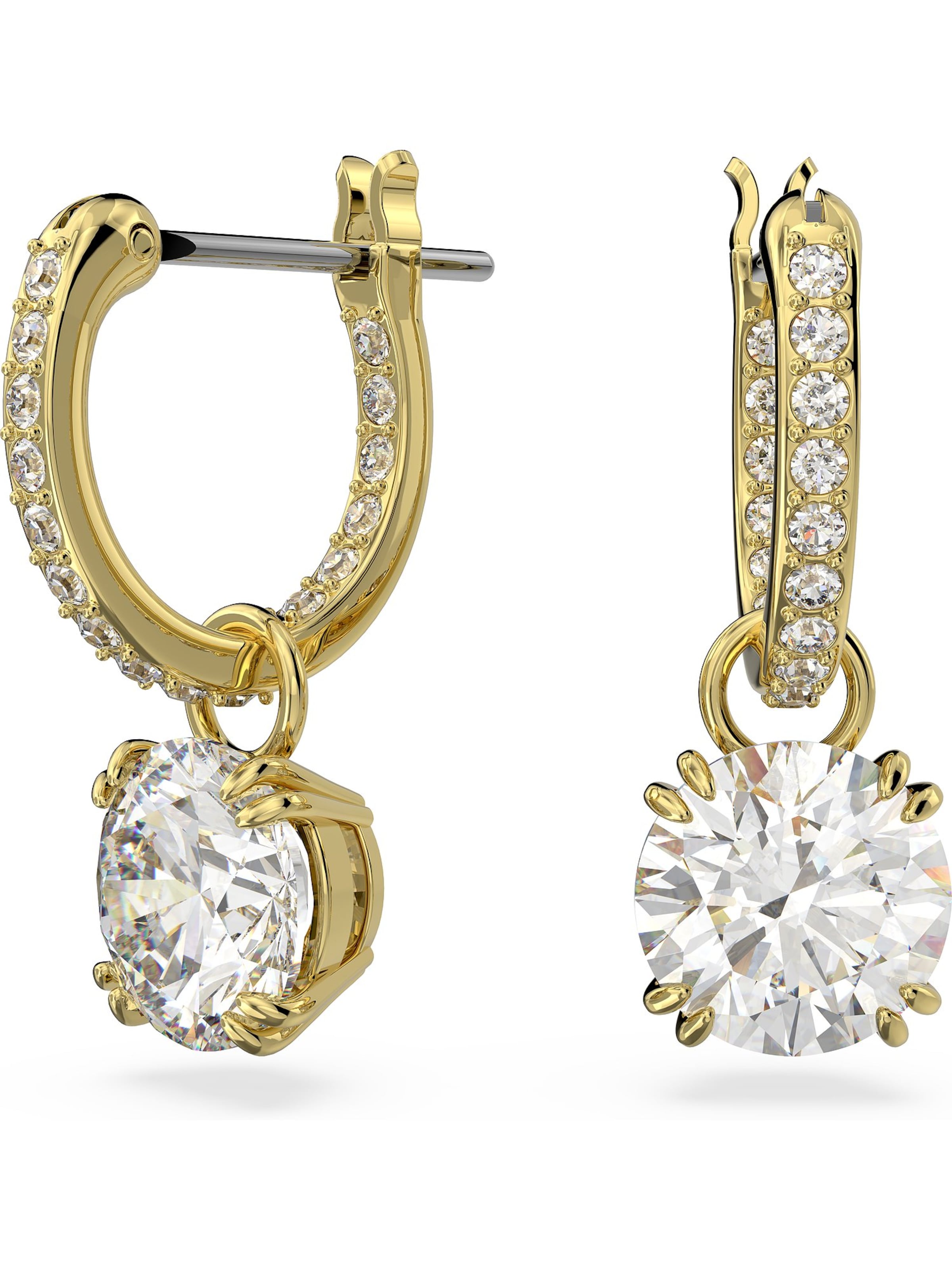 Boucles d'oreilles Swarovski en or : devant