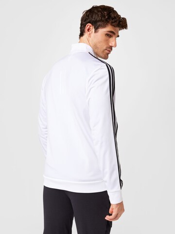 ADIDAS SPORTSWEAR Яке за трениране 'Essentials Warm-Up 3-Stripes' в бяло