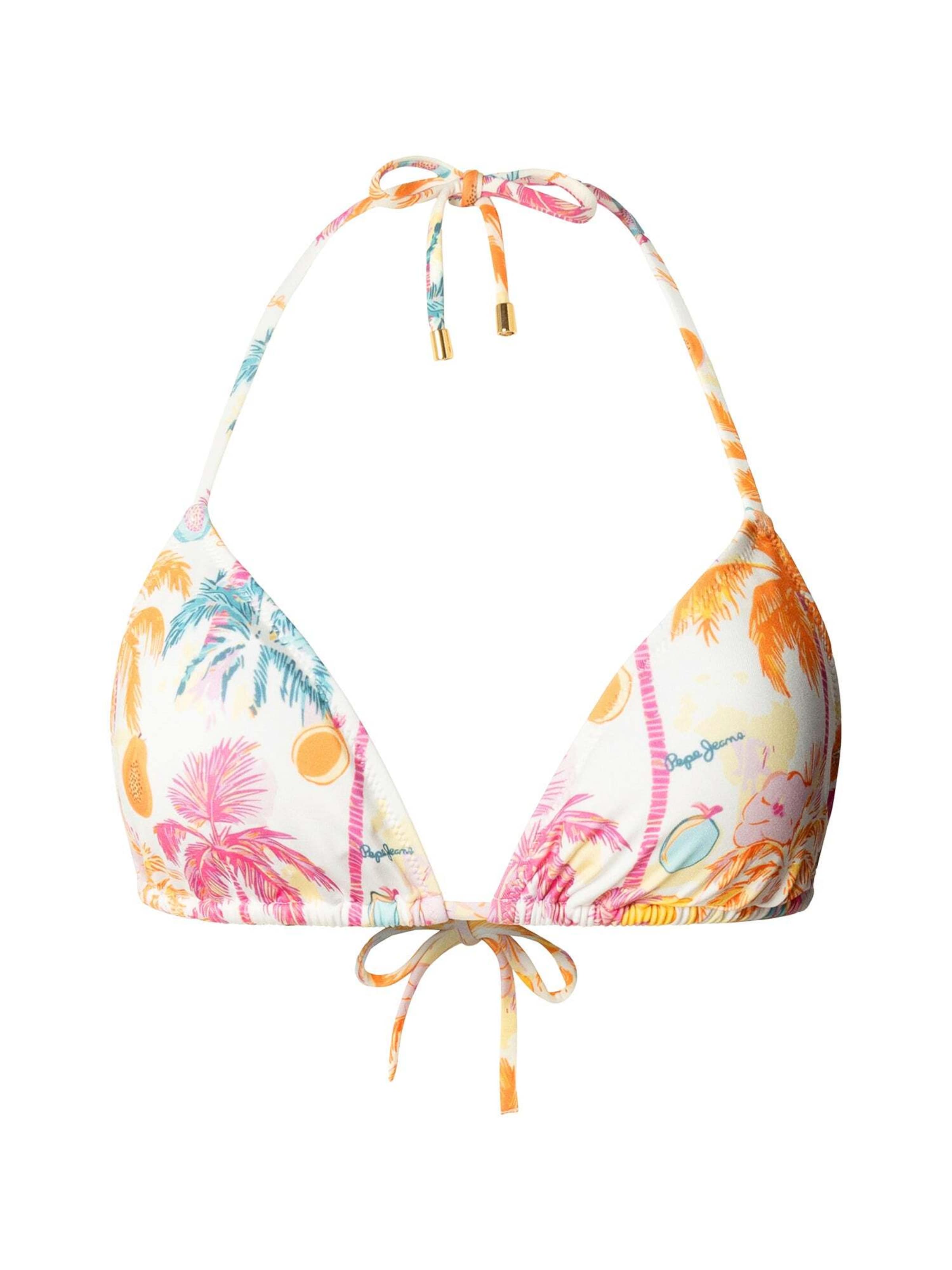 Pepe Jeans Bikini Top 'Tropical TR' in Cream / Azure / Orange, Item view