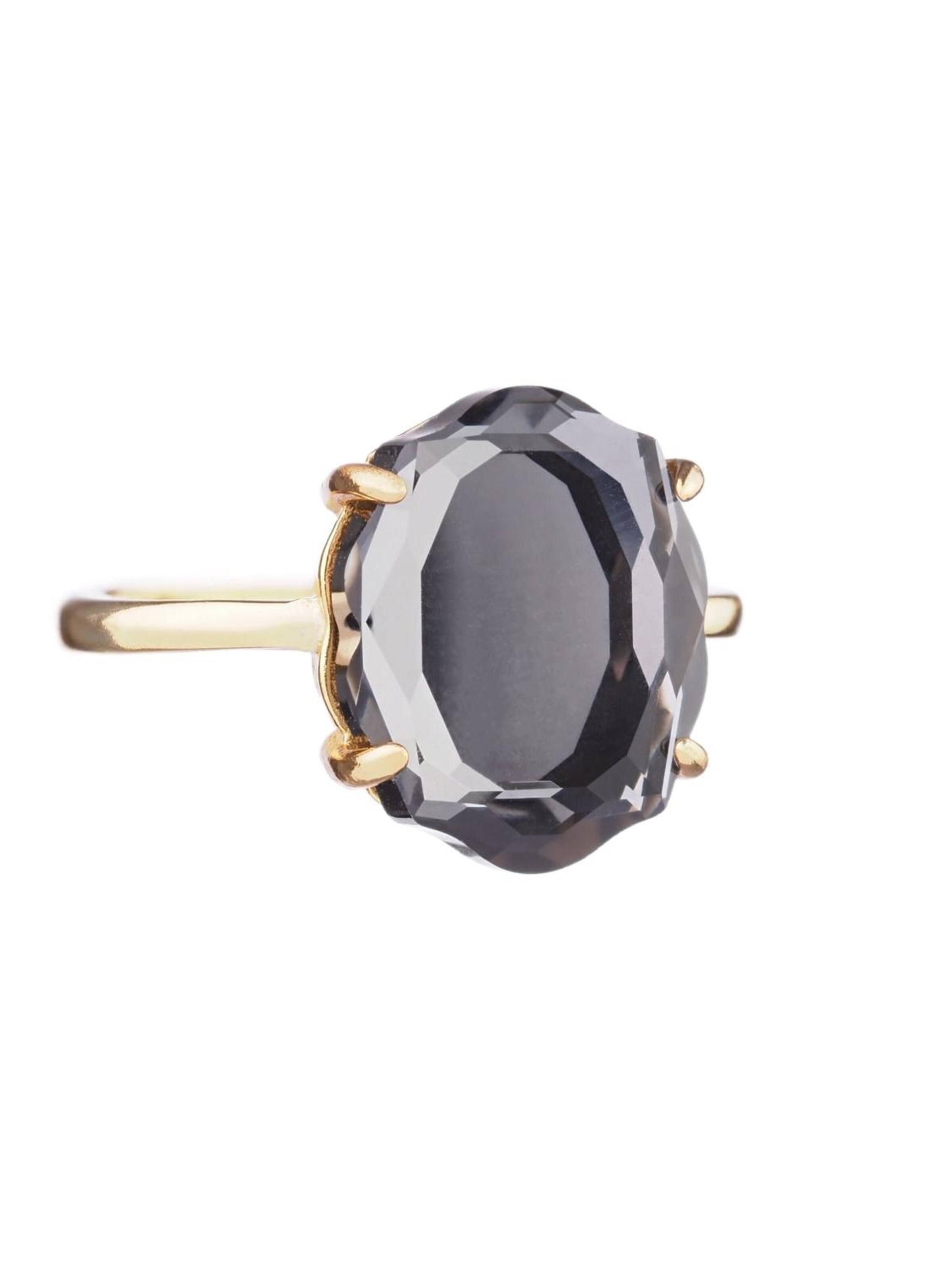 THE GEM STORIES JEWELRY - Anillo 'Crystal Silver Night Baroque Ring – Gold Plated' en plata