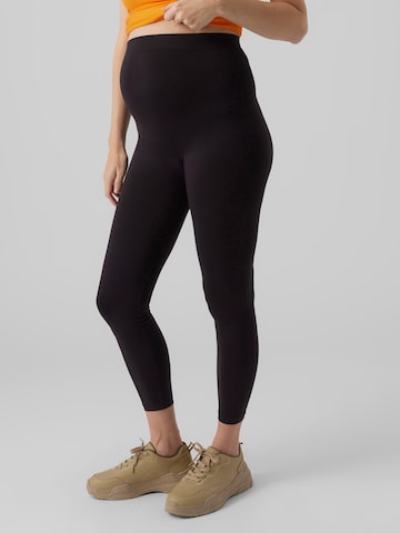 MAMALICIOUS Skinny Leggings 'LAMIYA' in Zwart: voorkant