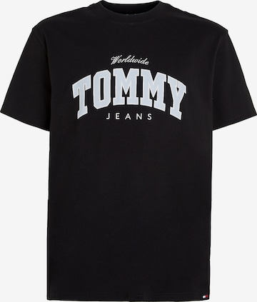 Tommy Jeans - Camisa 'Varsity' em preto: frente