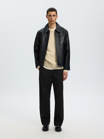 Loosefit Pantalon chino 'SLM220-MILES' SELECTED en noir