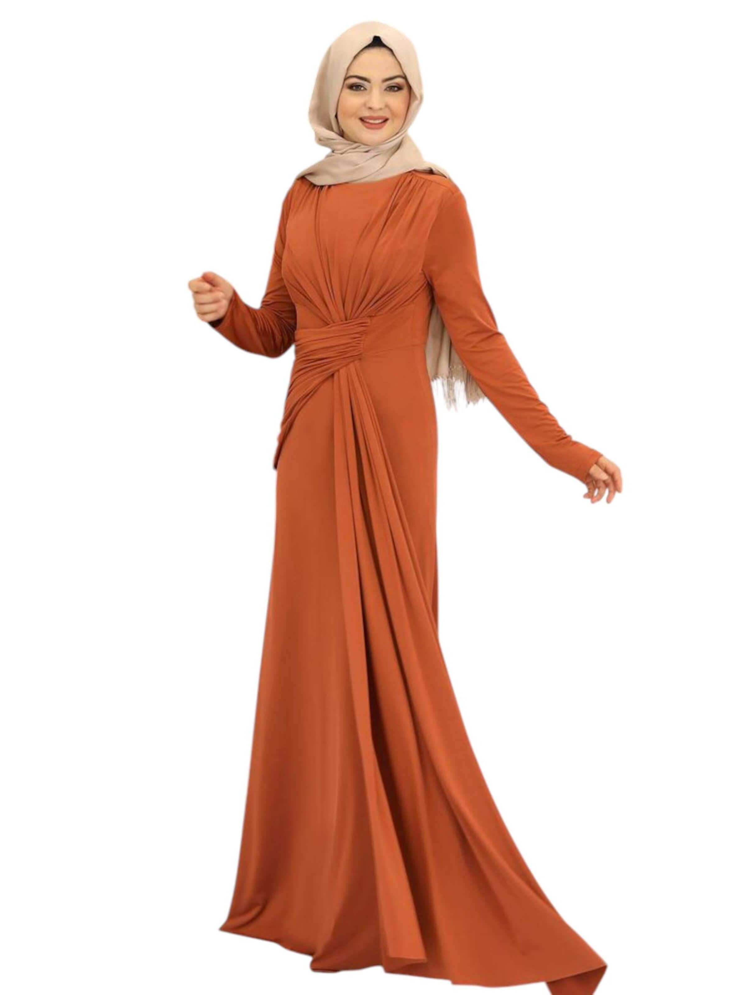 fashionshowcase - Vestido de noche 'FAVORI' en naranja: frente