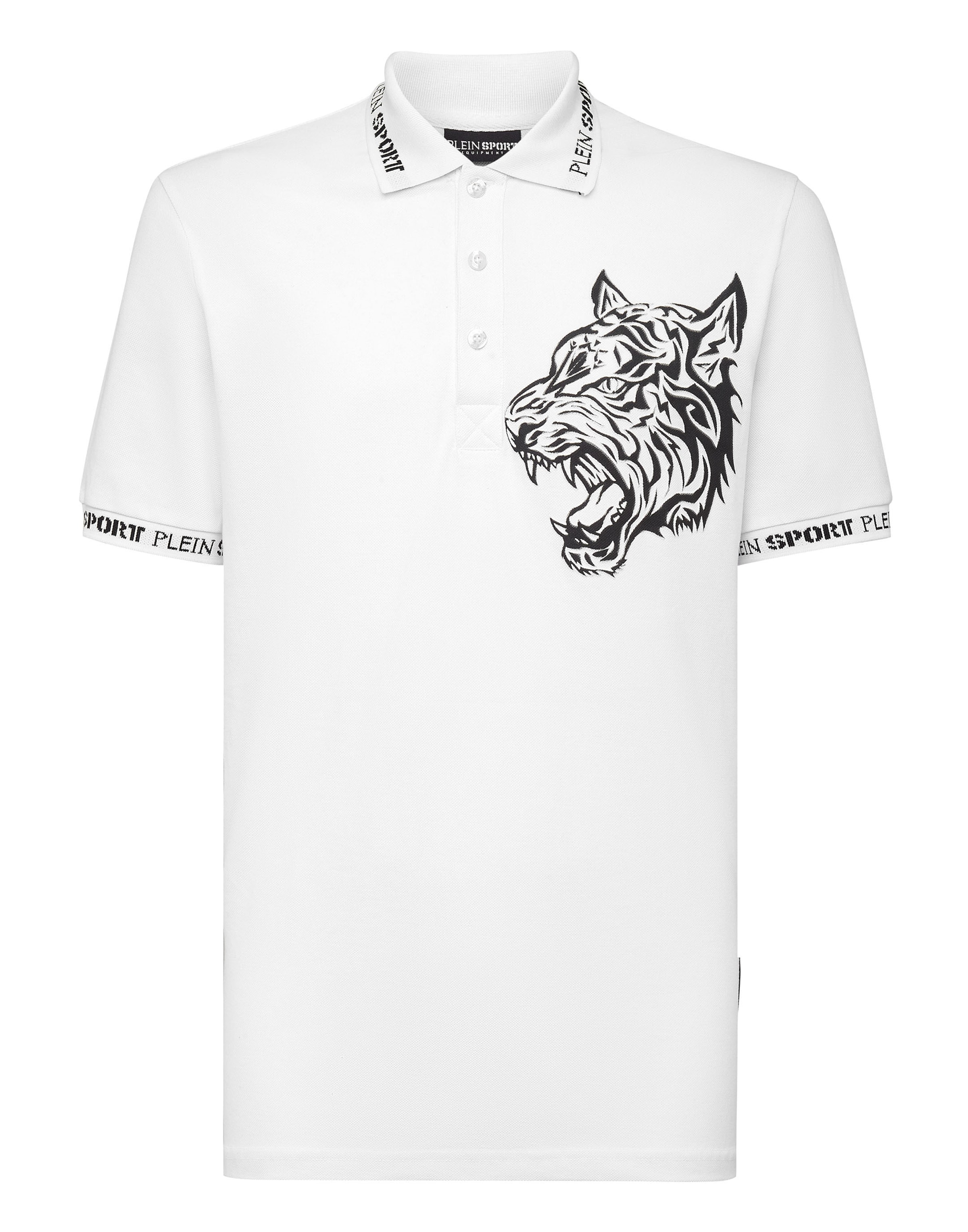 Plein Sport Poloshirt 'Tiger' in schwarz / weiß, Produktansicht
