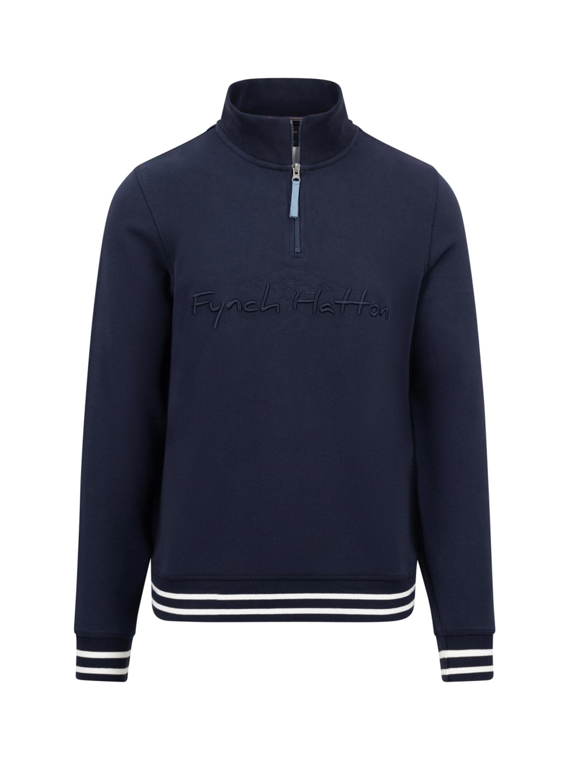 Fynch Hatton Pullover 'Zip Troyer, chunky navy'‌‌‌‌ in Blau: Vorderseite