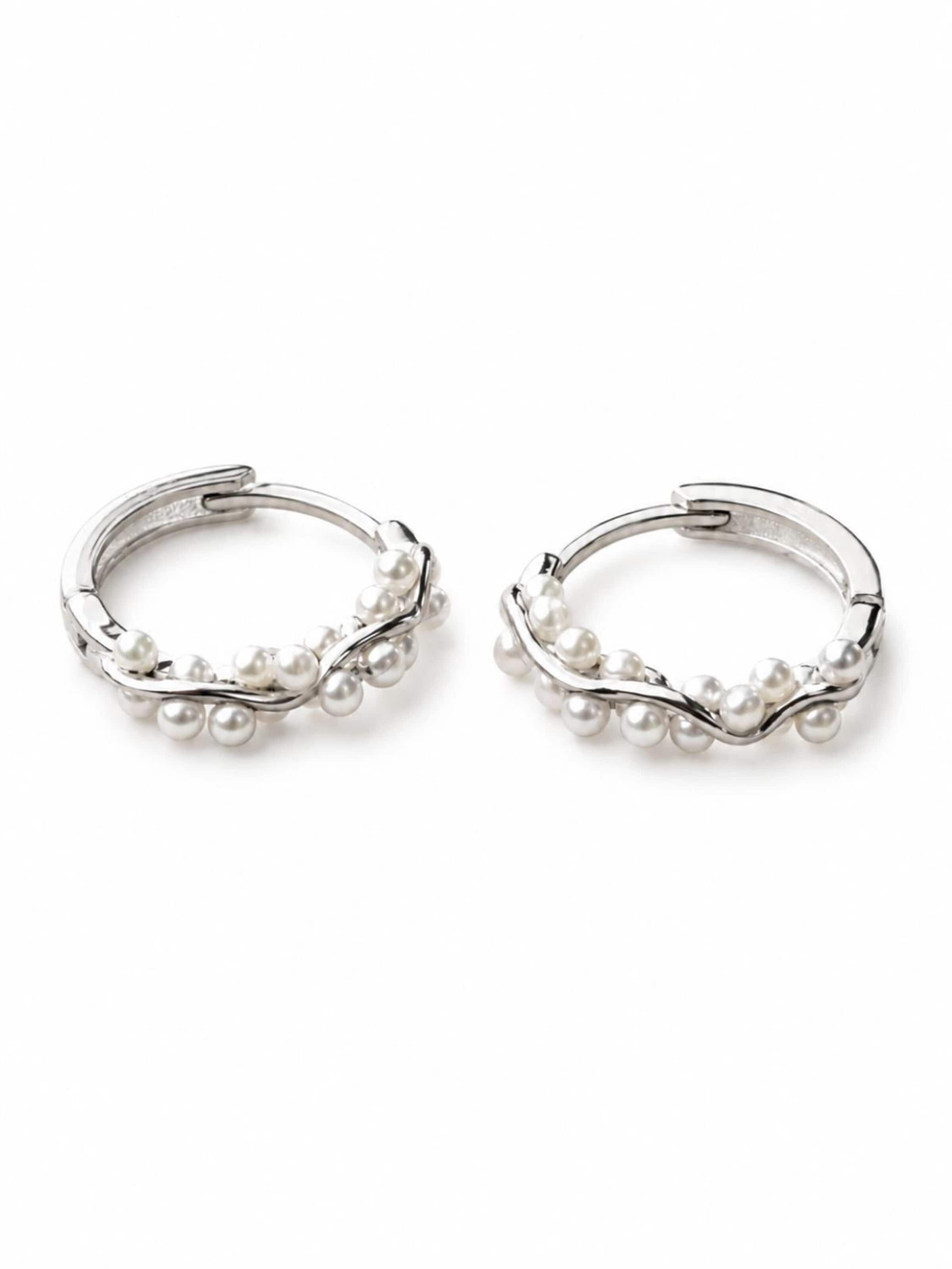 Alster Herz - Pendientes 'Copenhagen Pearl Whisper' en plata: frente