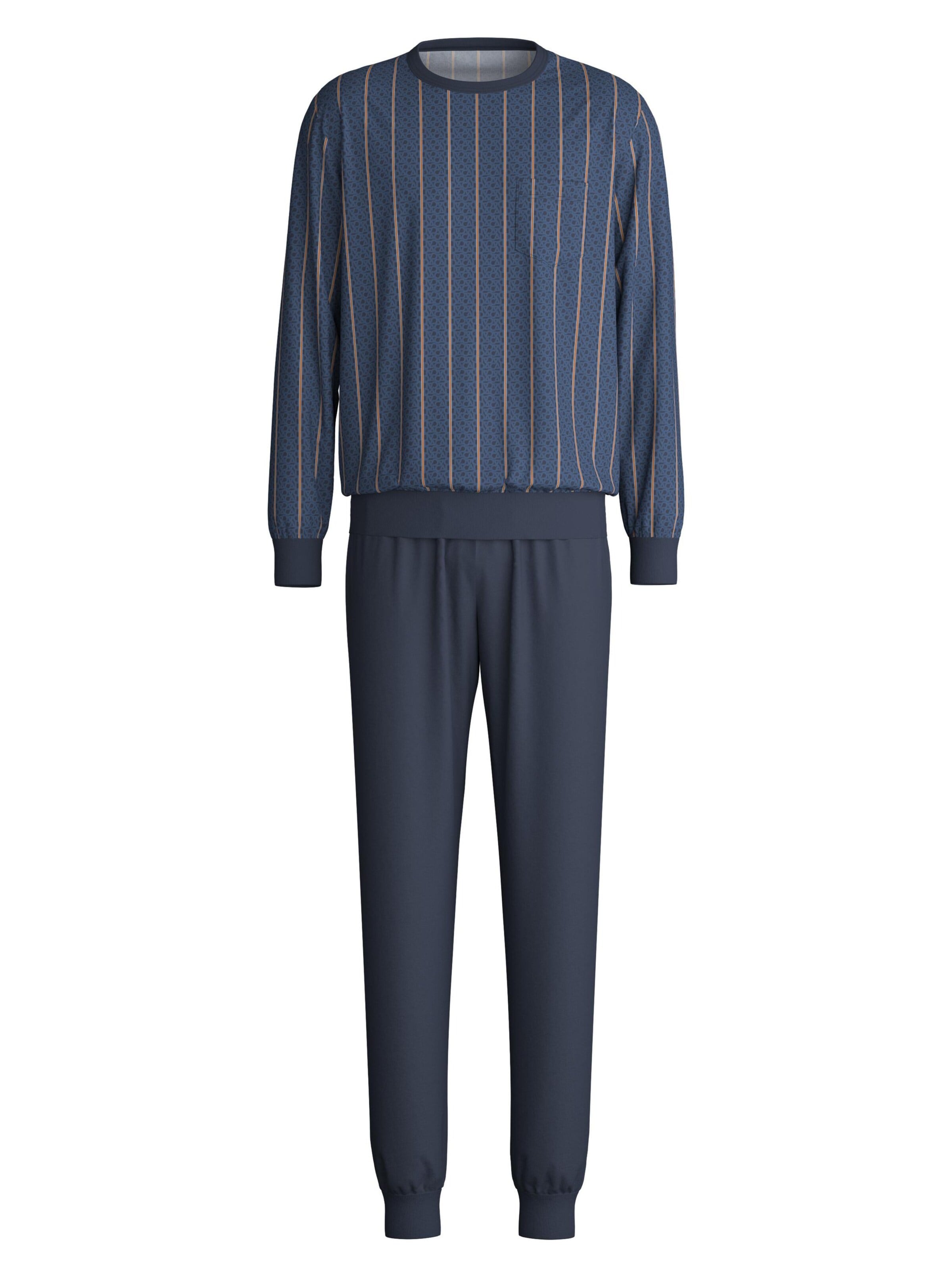 CALIDA Pyjama lang 'Relax Imprint' in Blauw: voorkant