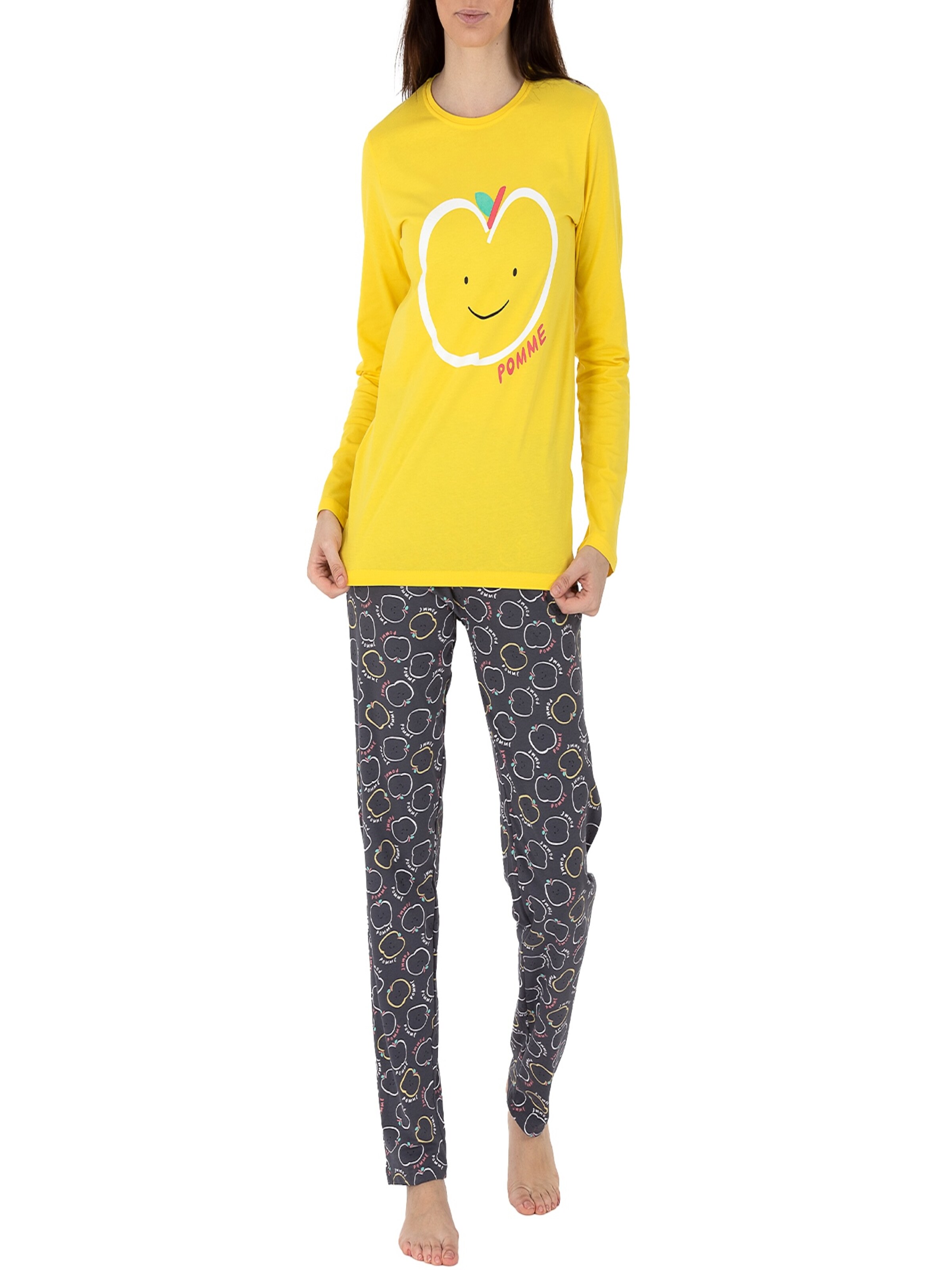 LOREZA Pajama 'Damen Pyjama Katrin' in Yellow: front