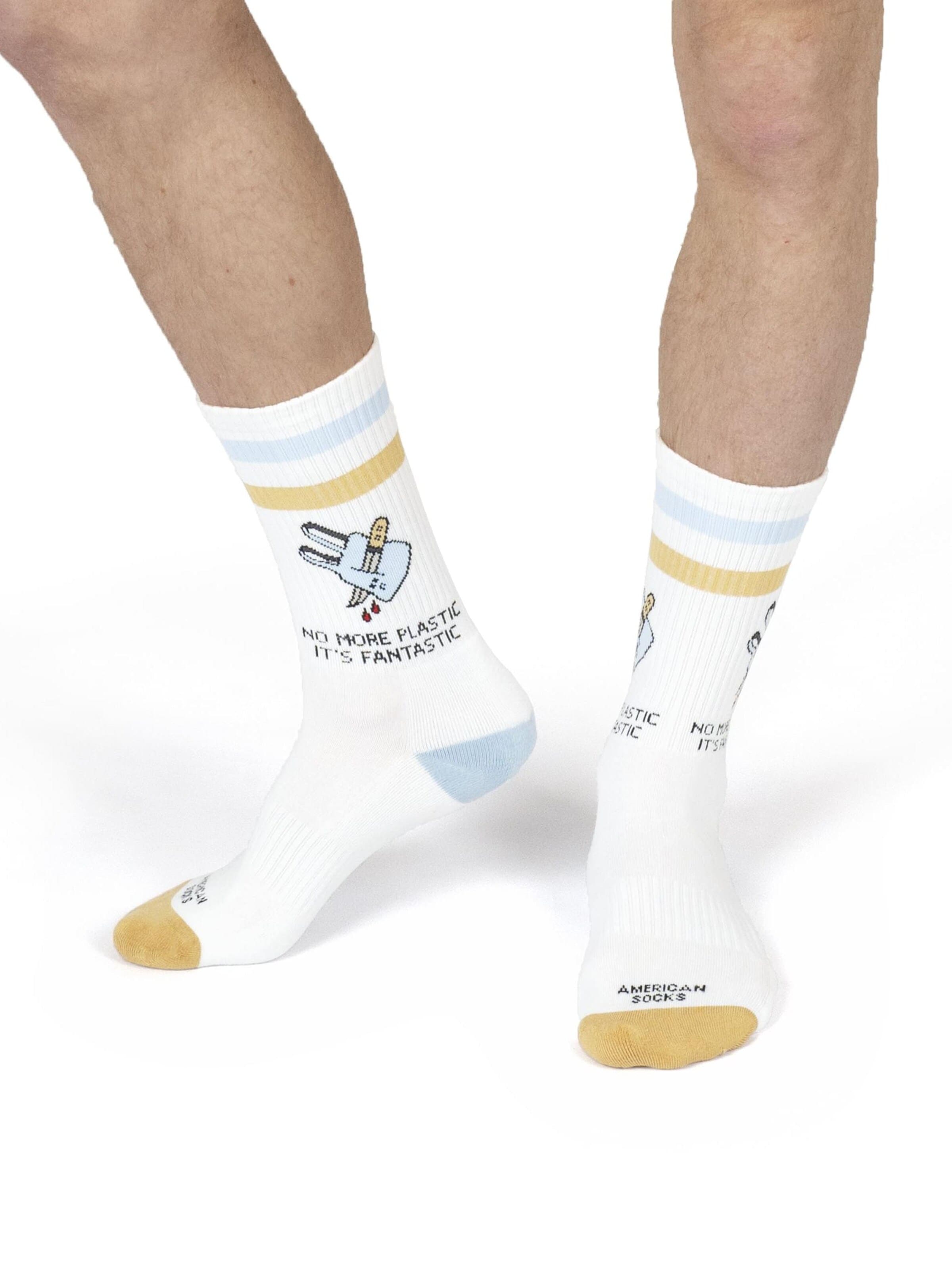 American Socks Socks 'No more plastic' in White: front