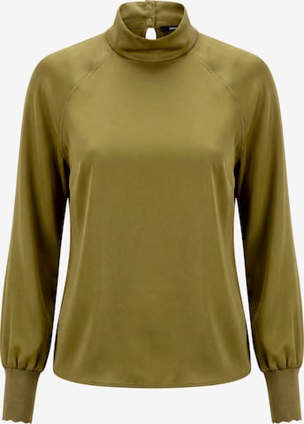 zero Satin-Bluse mit Kragen in Grün: Vorderseite