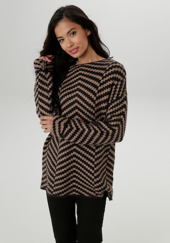 Aniston SELECTED Sweater in Brown: front