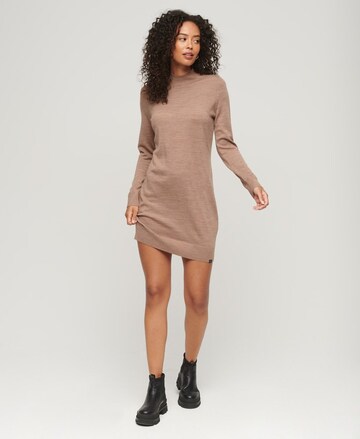 Superdry Knitted dress in Brown: front
