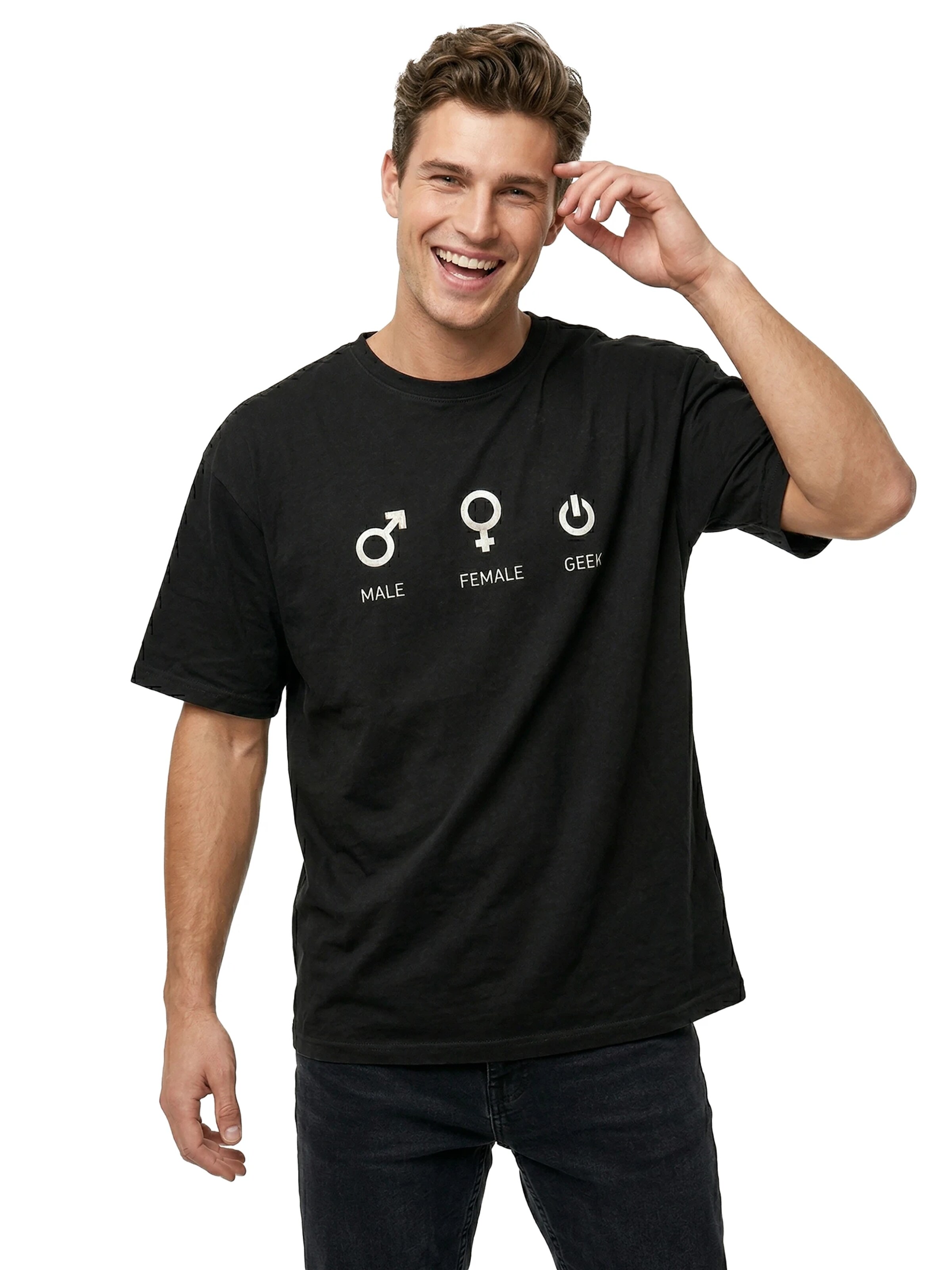MAKAYA Shirt 'Male Female Geek' in Black