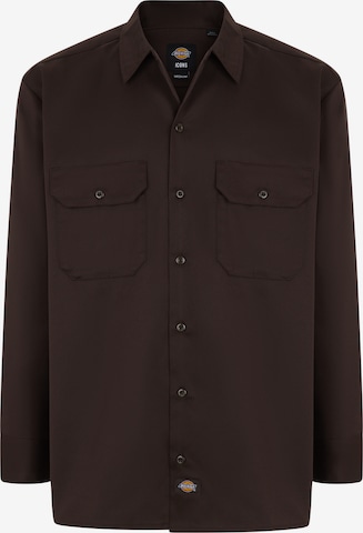 DICKIES Regular fit Button Up Shirt 'WORK' in Brown: front