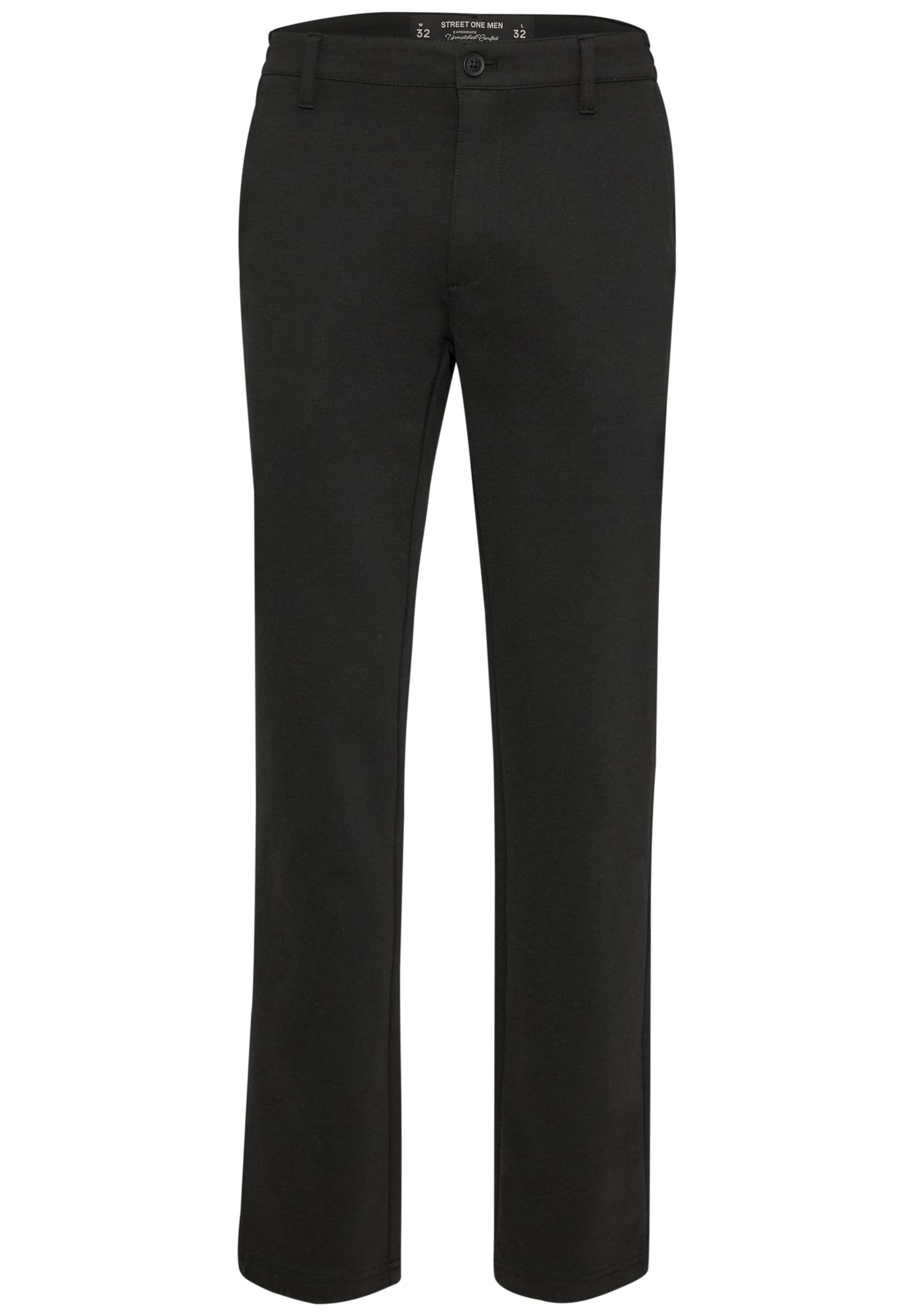 Street One MEN Chino aus elastischem Jersey mit Flexbund in Schwarz: Vorderseite