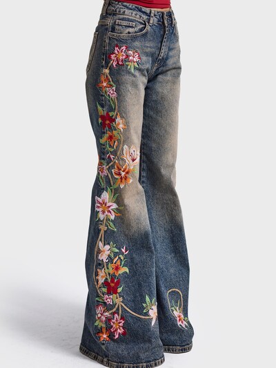 IT'S BASIC Jeans 'EMBROIDERY FLARE MID RISE JEANS'‌‌‌‌‌‌ in 34/32 in marine, Produktansicht