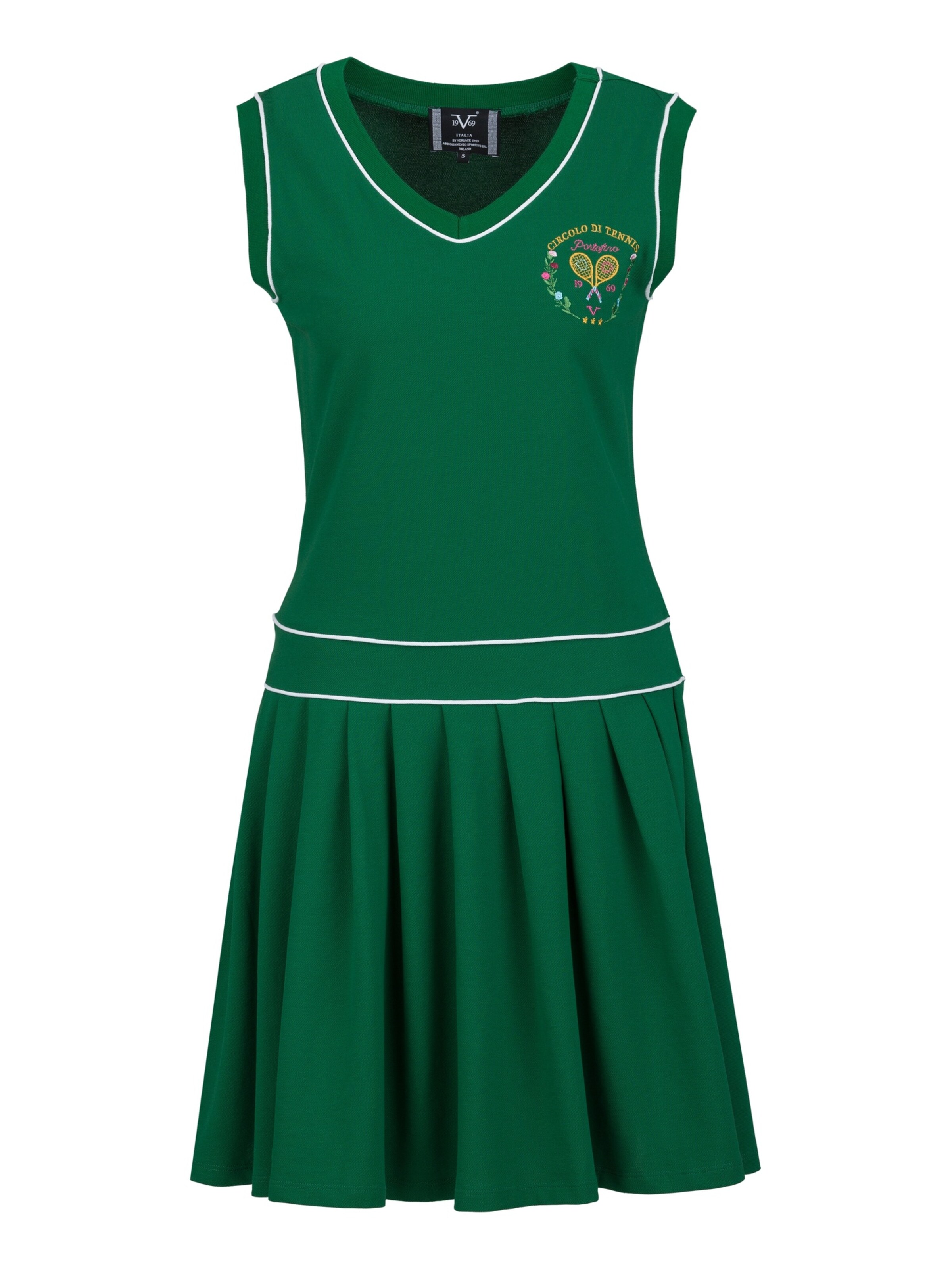 19V69 ITALIA Zomerjurk ' PAOLA TENNIS ' in Groen: voorkant