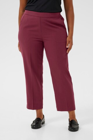 KAFFE CURVE Regular Trousers with creases 'Sakira' in Red: front