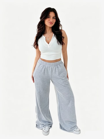 KoJooin Normalny krój Jeansy 'Damen Oversize Wide Leg Sweathose Eingrifftaschen Elastischer Taillenbund Lässige Freizeithose' w kolorze szary: przód