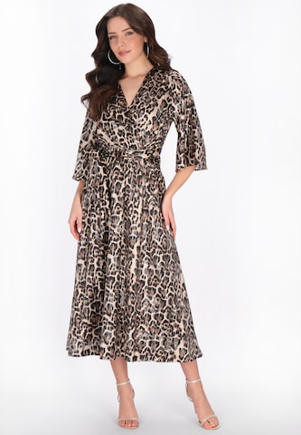 faina Jurk 'Festive' in Beige: voorkant