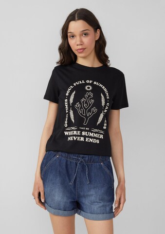 T-shirt QS en noir : devant