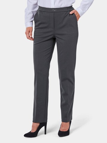 Goldner Regular Pleated Pants 'Martha' in Grey: front