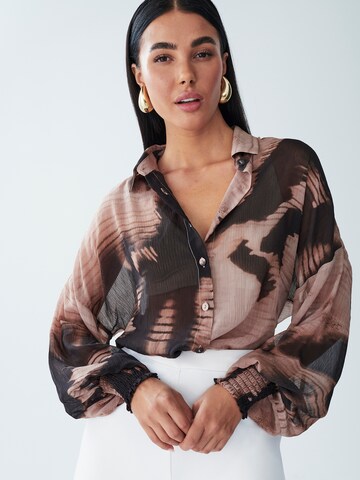 BWLDR Blouse 'NADIA' in Bruin: voorkant