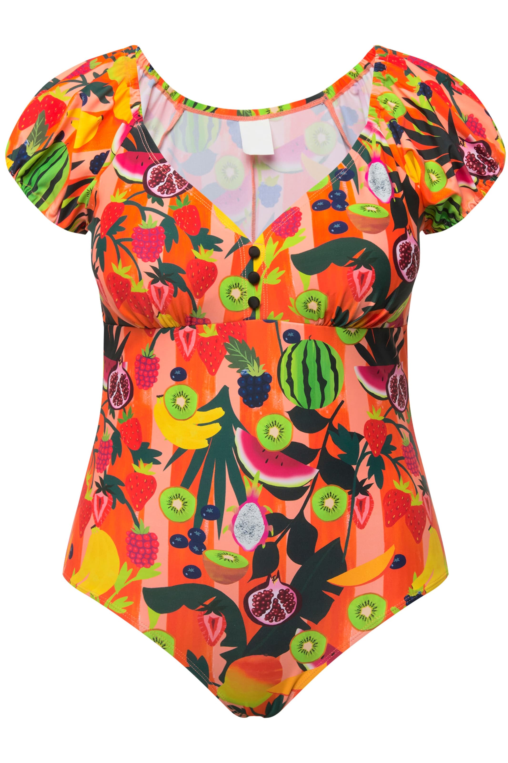 Ulla Popken T-shirt Badpak in Oranje: voorkant