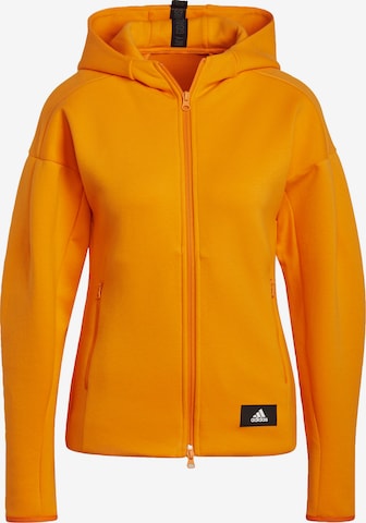 ADIDAS PERFORMANCE Athletic Zip-Up Hoodie in Orange: front