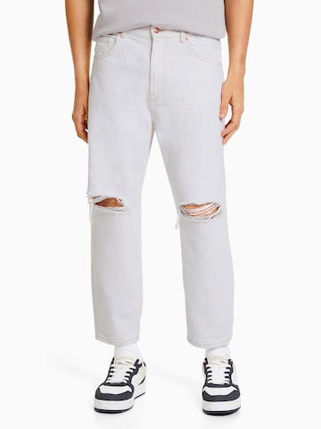 Bershka Loosefit Jeans in Wit: voorkant