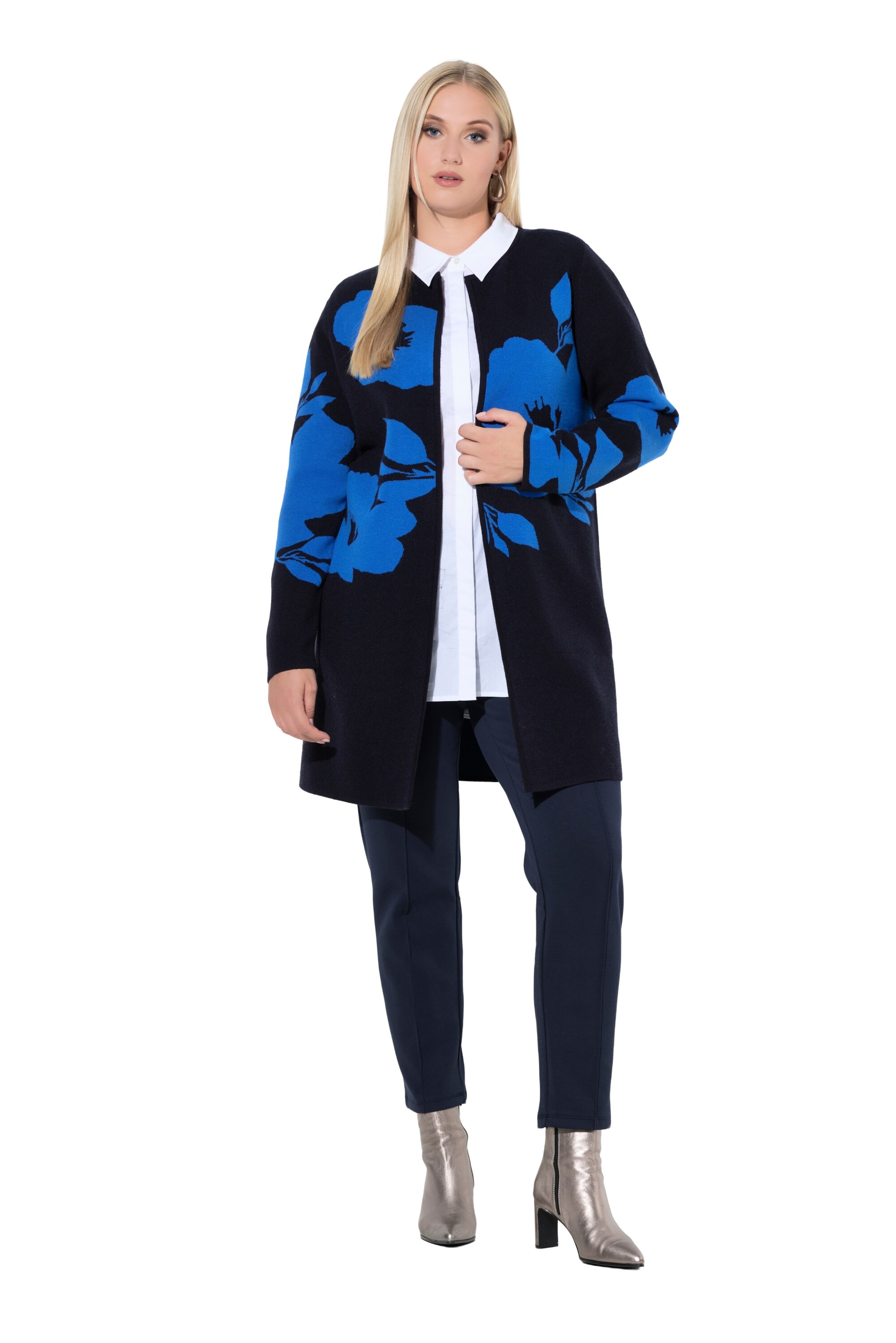 Ulla Popken Gebreid vest in Blauw: voorkant