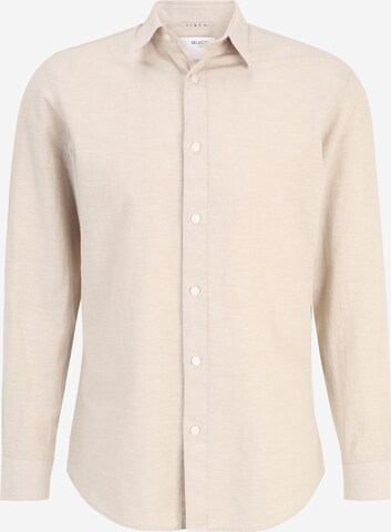 SELECTED HOMME Slim fit Button Up Shirt in Beige: front