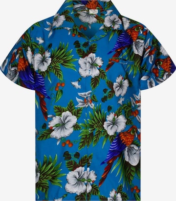 King Kameha Hemd 'Cherryparrot' in Blau: Vorderseite