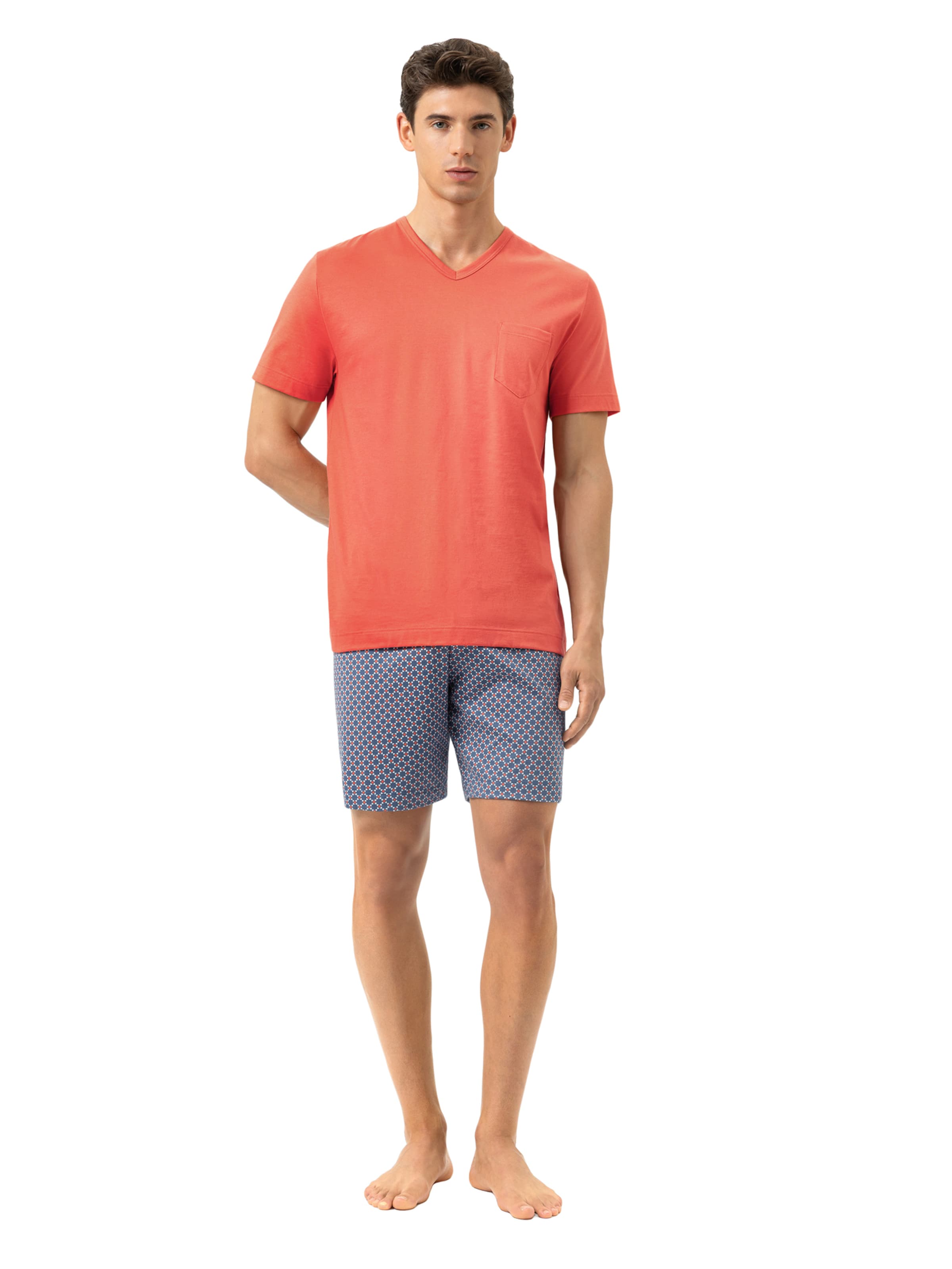 Mey Pyjama 'Tie Geo' in Orange: Vorderseite