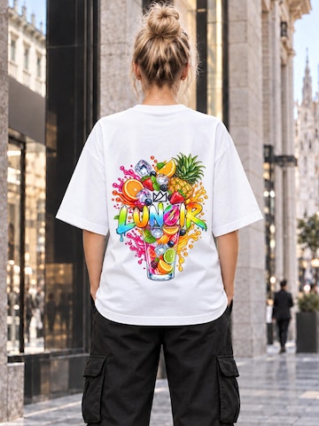 LUNØIR Studio Póló 'Tropical Riot – Fruit Splash' - fehér