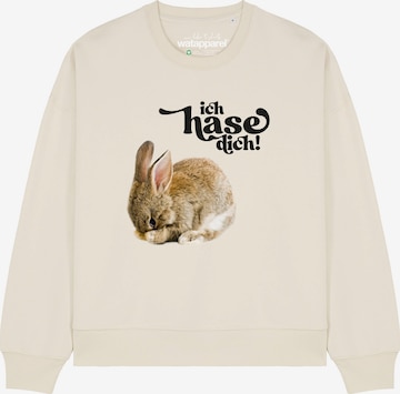 Sweat-shirt 'Ich hase dich! ' Watapparel en beige : devant
