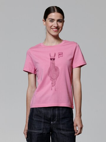 Watapparel Shirt ' Lama sagt Hi ' in Roze: voorkant