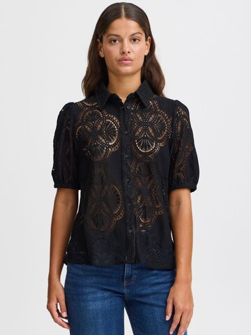Camicia da donna 'Silja' di ICHI in nero: frontale