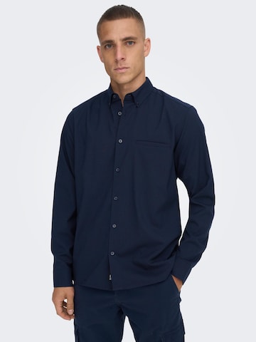 Only & Sons Regular fit Button Up Shirt 'Yuki' in Blue: front
