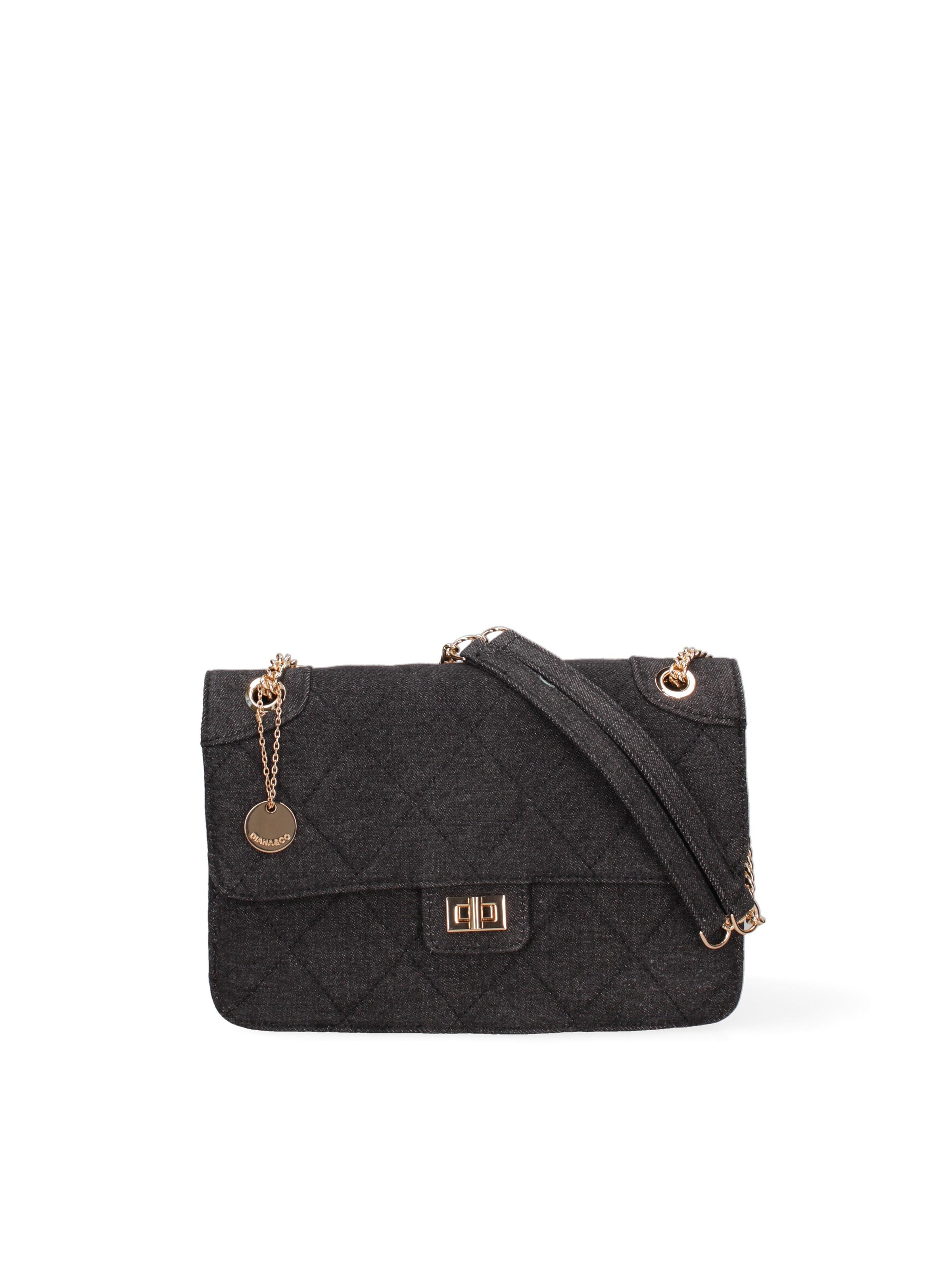 Borsa a spalla 'Borsa a Spalla Donna Nylon Ecopelle Twist Lock' di Diana&Co. in nero