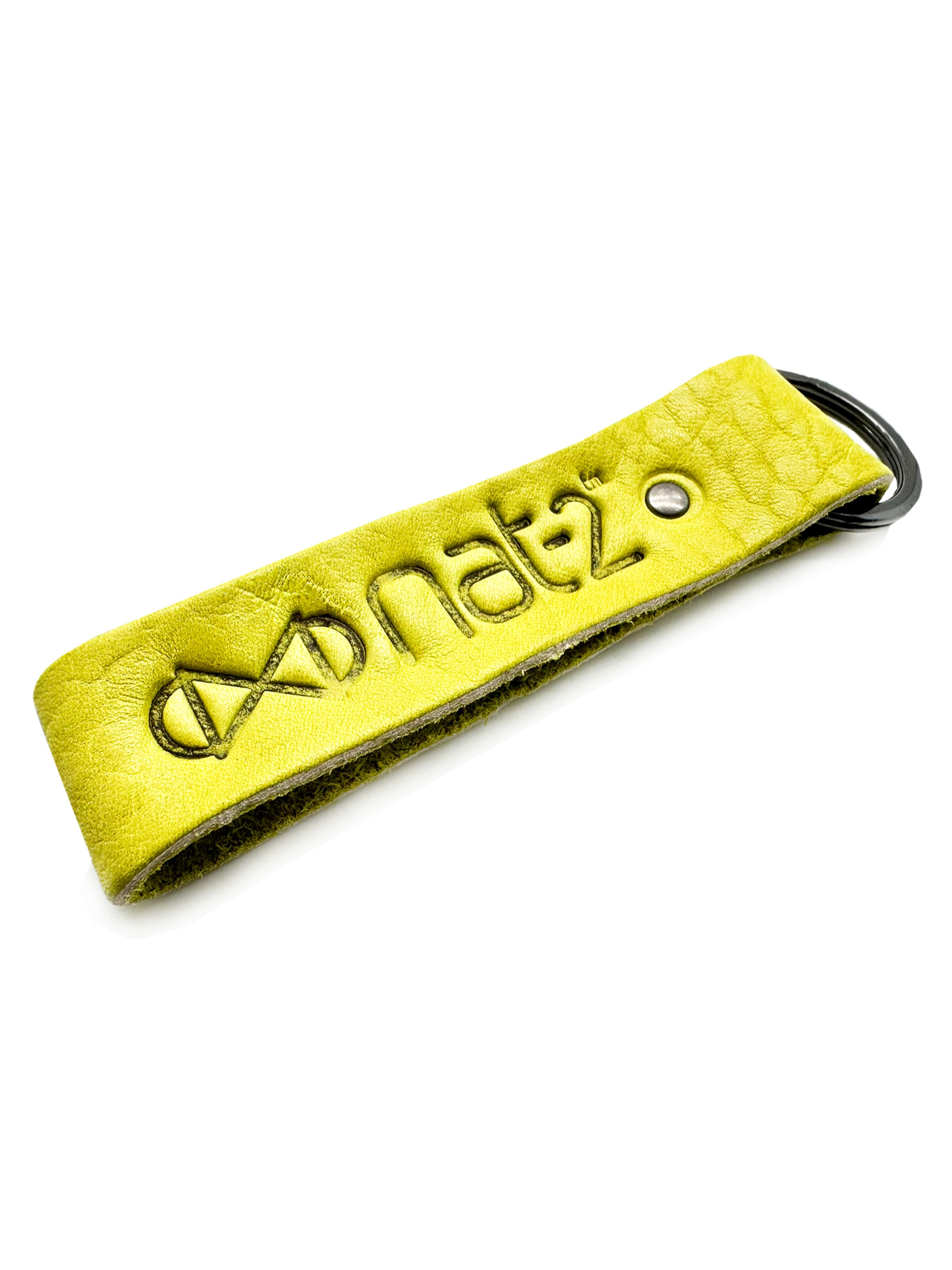 NAT-2 Key Ring 'nat-2™ Leather Keychain matcha' in Green: front