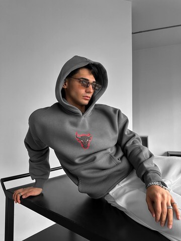 Kleidermafia Collegepaita 'Oversize Bull Fearless Hoodie - Anthracite' värissä harmaa: etupuoli