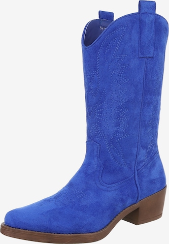 Ital-Design Cowboy Boots in Blue: front
