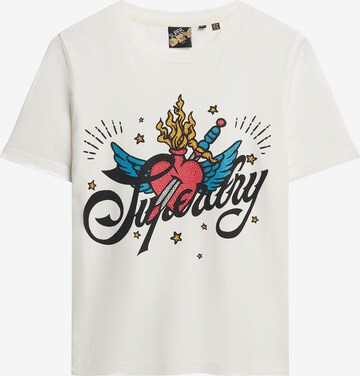 T-shirt 'Tattoo' Superdry en blanc : devant
