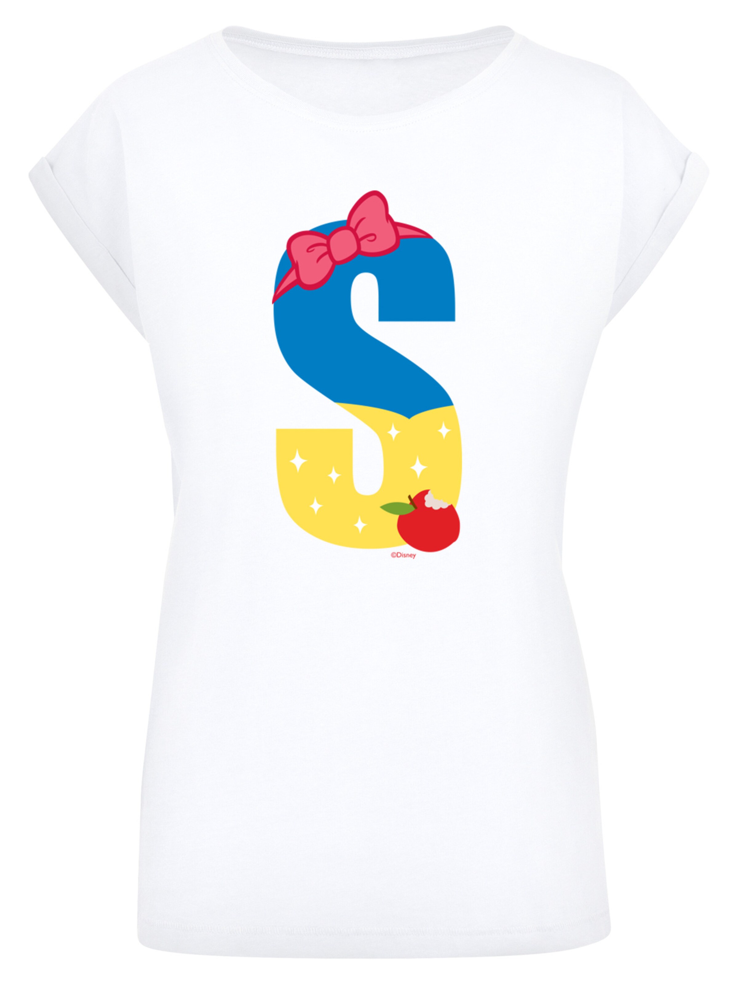 F4NT4STIC Shirt 'Disney Alphabet S Is For Snow White Schneewittchen' in Wit: voorkant