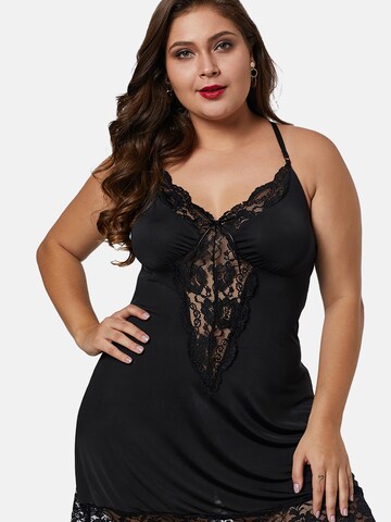 ORGANZA Lingerie Negligee 'Plus Size Negligé Set' in Black