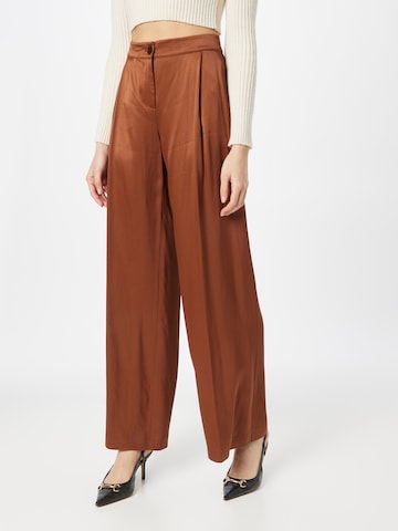 PATRIZIA PEPE Wide leg Pleated Pants in Brown: front