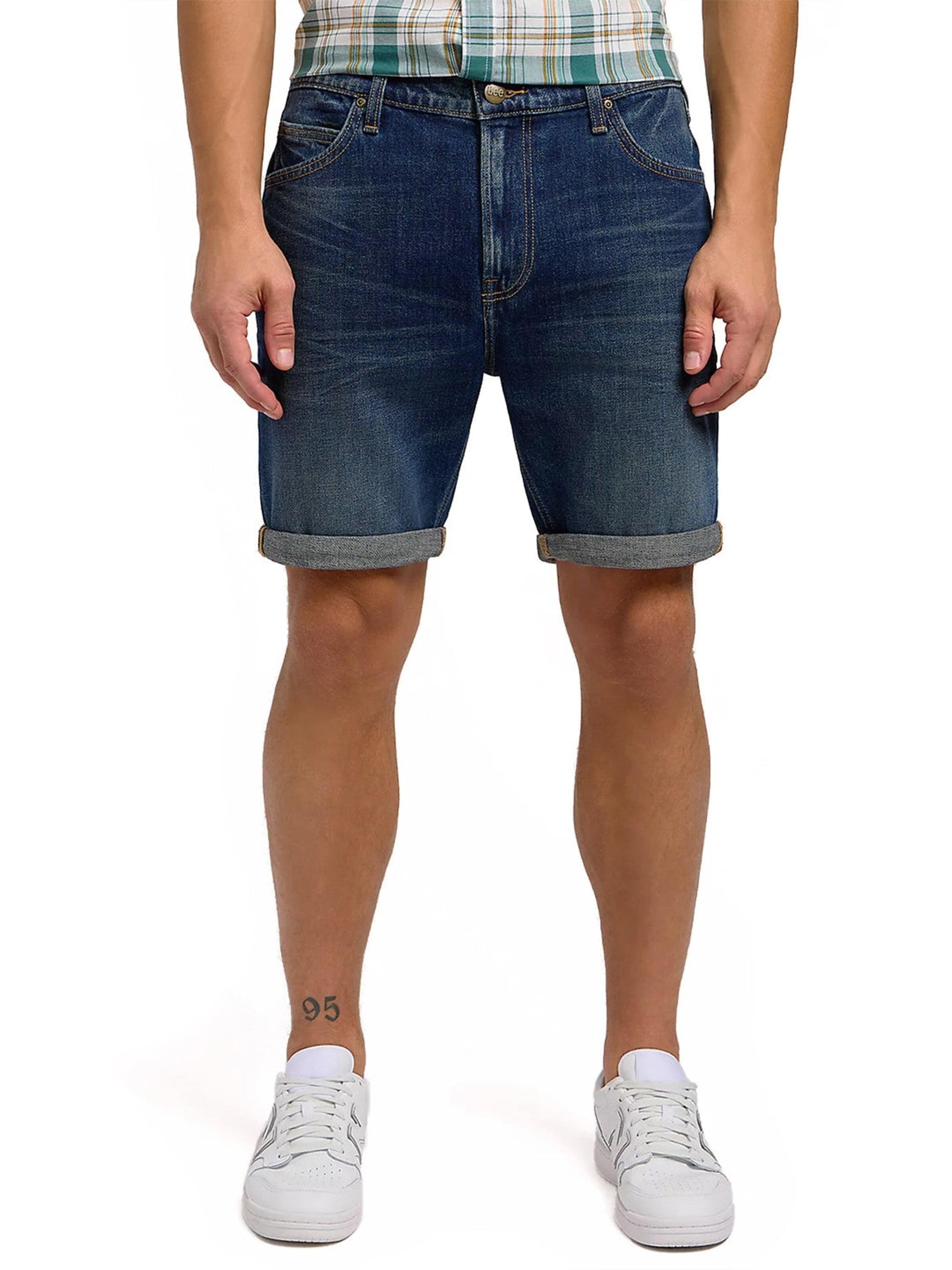 Lee Slimfit Jeans 'RIDER SHORTS' in Blauw: voorkant