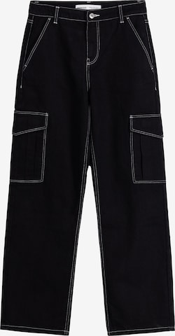 Pantaloni eleganți de la Bershka pe negru: față